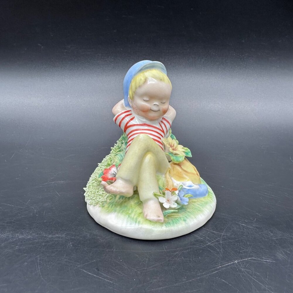 Vintage Royal Adderley Lazy Bones Bone China Figurine England Boy Sleeping - Picture 3 of 13